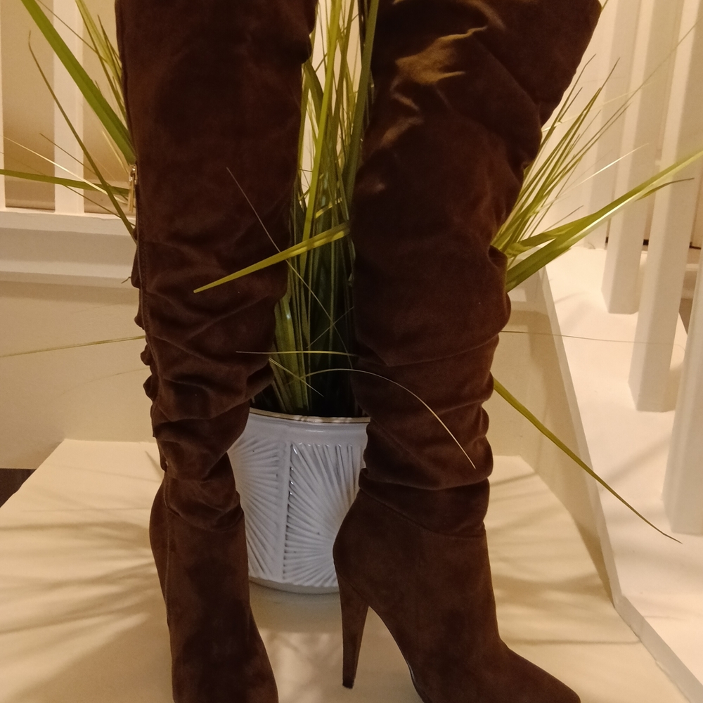 Anne Michelle Dark Brown Over the Knee Boots